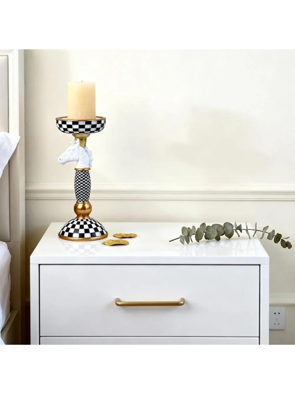 Checkered Animal Candle Holders - Black & White Tiger & Zebra Pillar Stands
